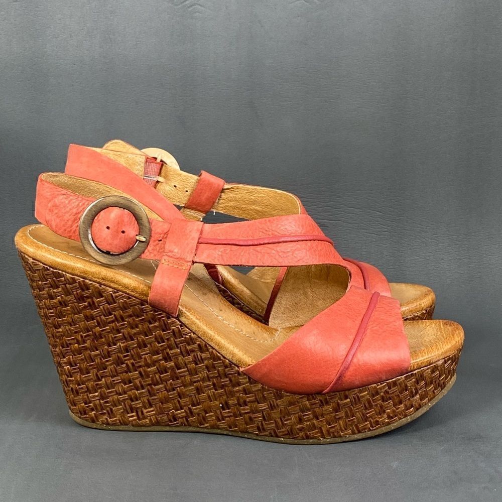 Naya Coral Estra Leather Platform Wedge Sandals womens size 10